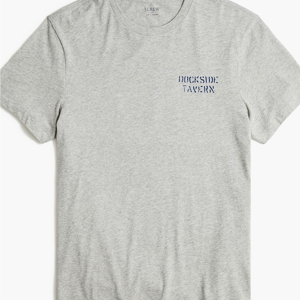 J. Crew Light Gray Men's Tee with Blue Print